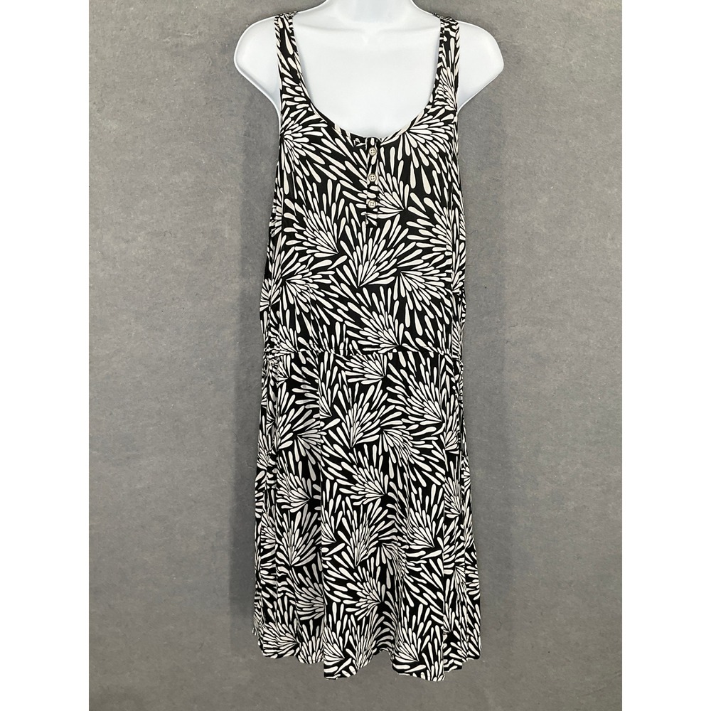 Banana Republic Women's XL Maxi Dress Black White Sleeveless Casual